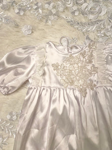 Baptismal Gown with long sleeves and lace detail // onesize